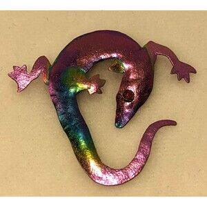 Rainbow Metal Gecko Brooch